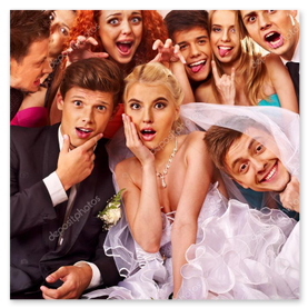 Beispielbild: Hochzeitspaar mit Fotostreifen