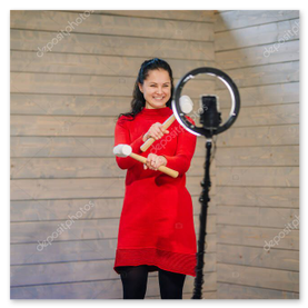 Fotobox-Aufbau mit Licht und Hintergrund